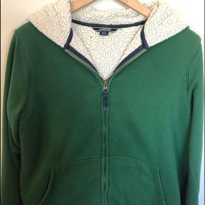 Lands End boys husky Sherpa lined zip hoodie